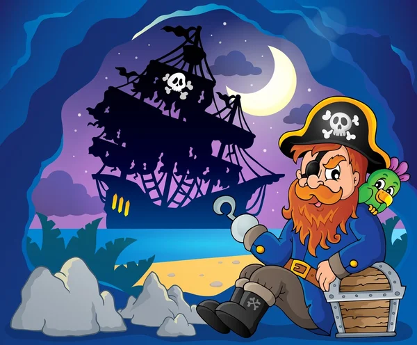 Sitting pirate theme image 3 — Stock Vector