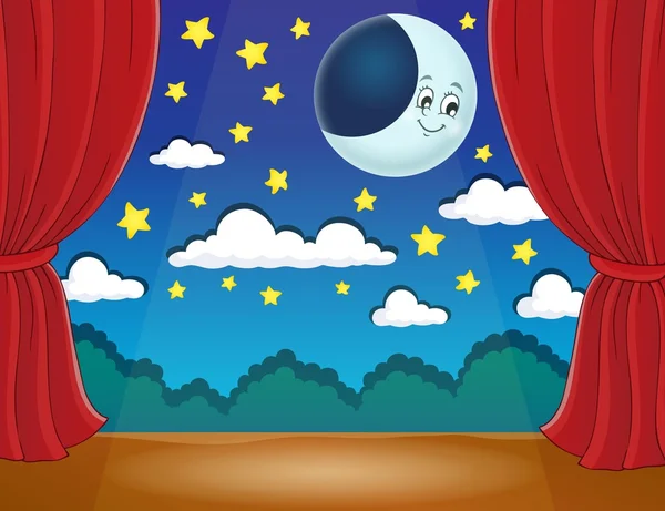 Stage with happy moon — Stock Vector