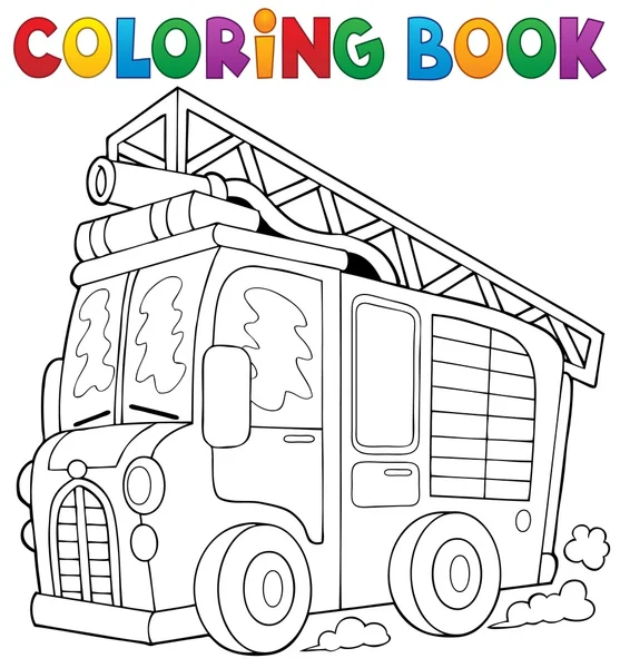 Libro para colorear camión de bomberos tema 1 — Archivo Imágenes Vectoriales