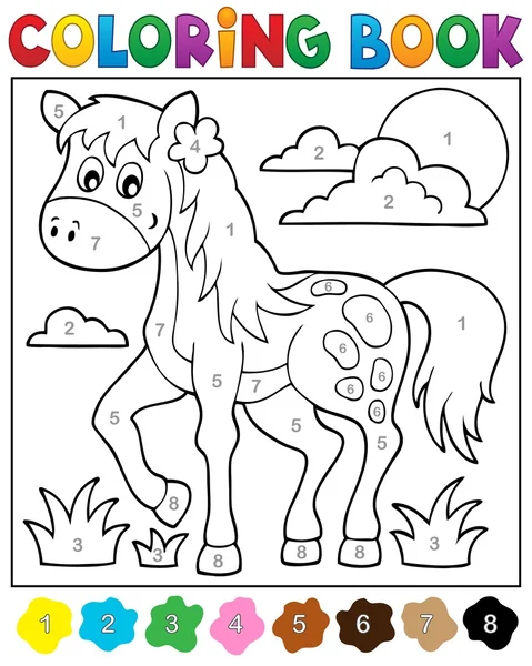 Målarbok med häst — Stock vektor