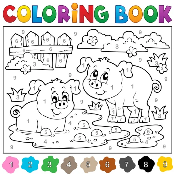 Livro para colorir com dois porcos felizes —  Vetores de Stock