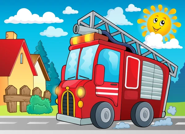 Imagem tema caminhão de bombeiros 2 — Vetor de Stock