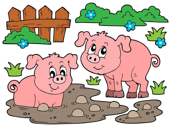 豚のテーマ画像 5 — ストックベクタ