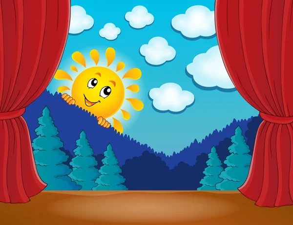 Etapa con sol feliz 4 — Vector de stock