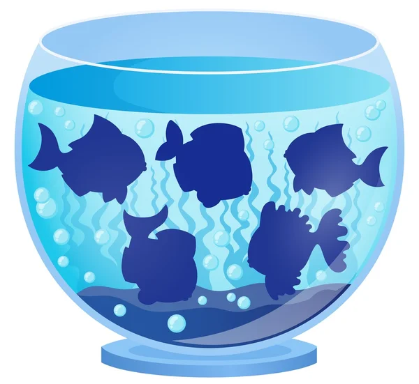 Akvárium s rybami siluety 3 — Stockový vektor