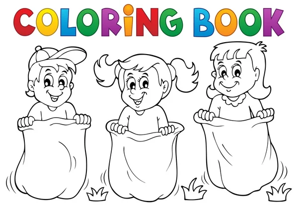 Χρωματισμός βιβλίο παιδιά που παίζουν θέμα 1 — Διανυσματικό Αρχείο