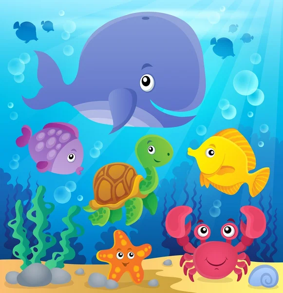 Underwater ocean fauna tema 7 — Stock vektor