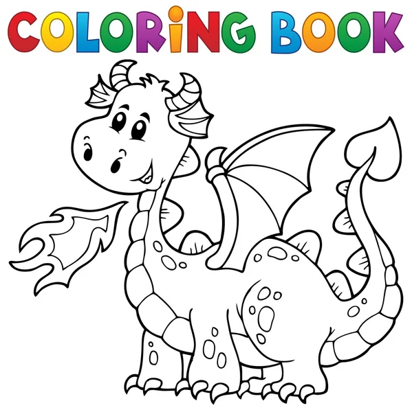 Libro da colorare con drago felice — Vettoriale Stock