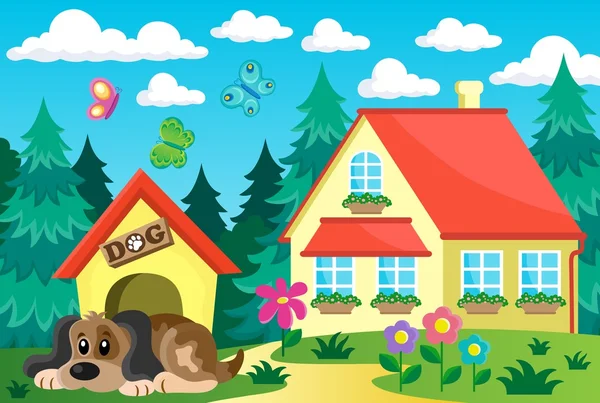 Casa con tema de perro 1 — Vector de stock