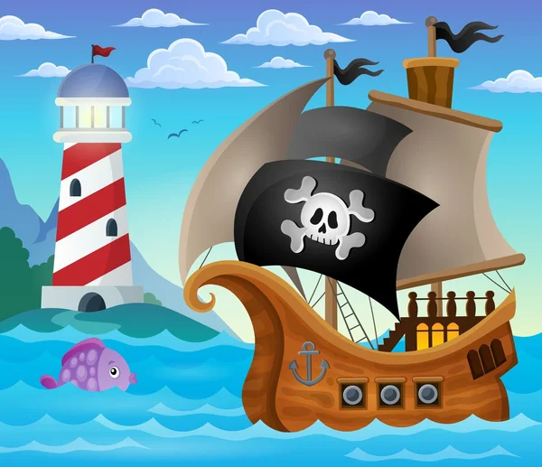 Pirate ship topic image 4 — Stock Vector