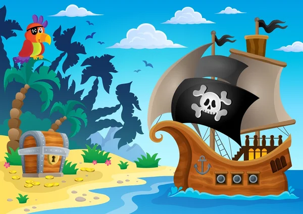 Piratenschiff Thema Bild 5 — Stockvektor