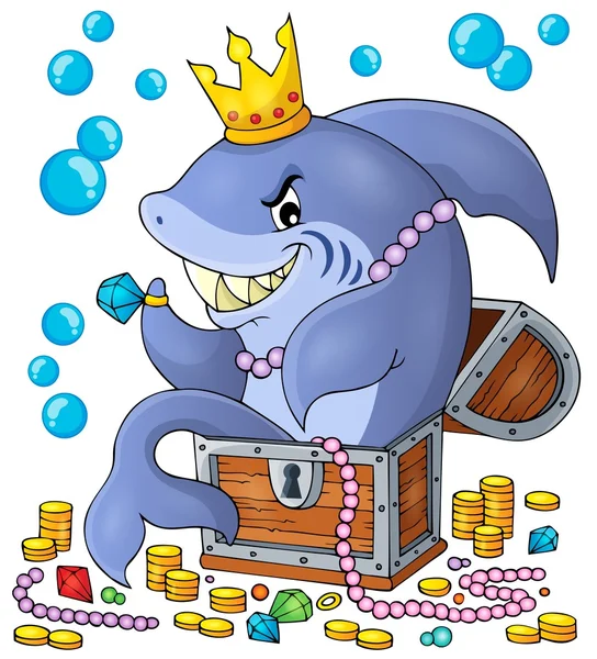 Shark with treasure theme image 1 — Stock Vector