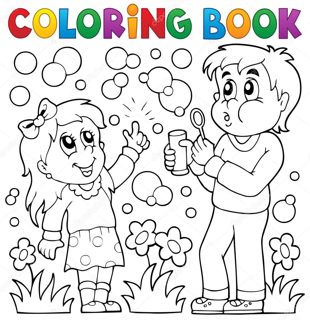 Download Coloring Book Children With Bubble Kit Vector Image By C Clairev Vector Stock 75411837