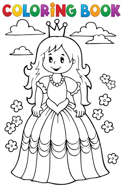 Coloring book princess theme 3 — Stockvector