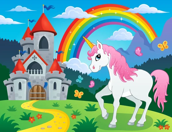 Fairy tale unicorn theme image 4 — Stok Vektör