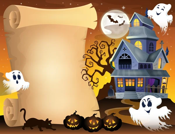 Parchment with haunted house thematics 3 — 图库矢量图片