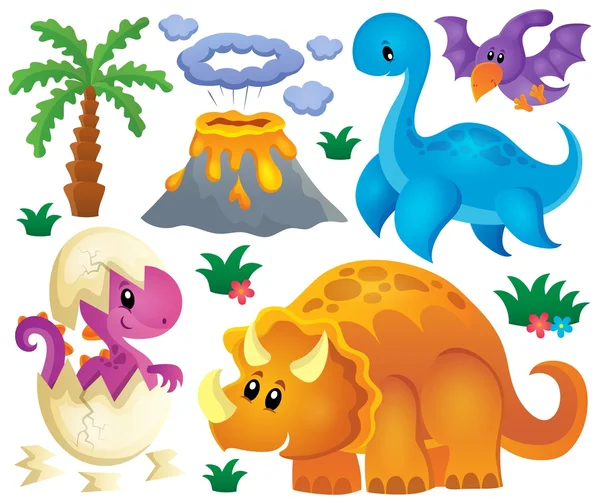 Juego de tema dinosaurio 2 — Vector de stock