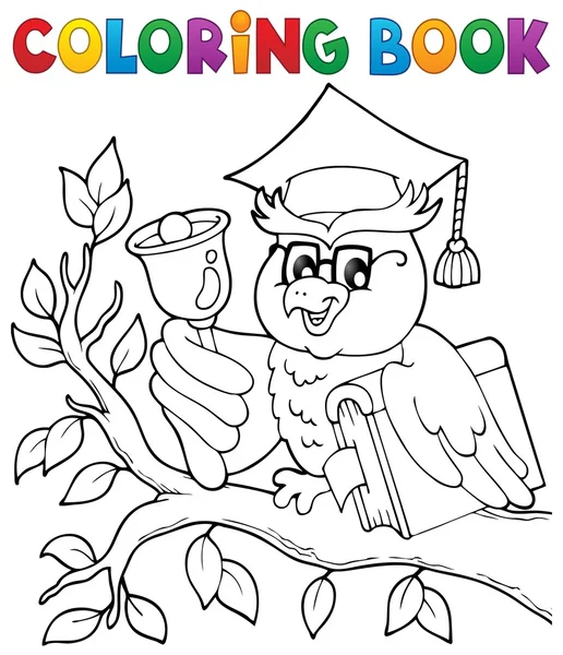 Libro para colorear búho profesor tema 1 — Vector de stock