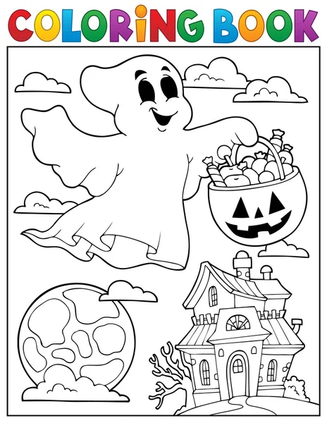 Coloring book ghost theme 5 — Stock Vector