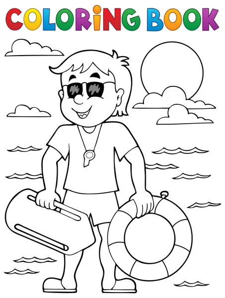 Coloriage livre maître-nageur thème 1 — Image vectorielle