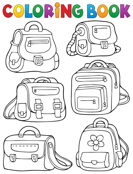 Libro para colorear escuela bolsas tema 1 — Vector de stock