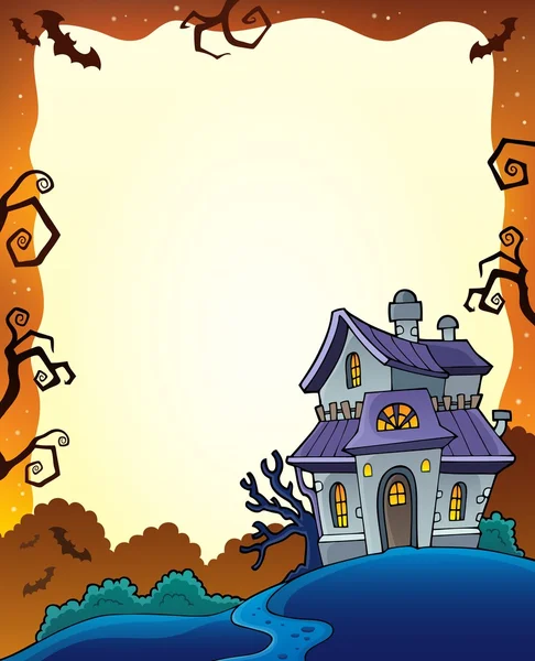 Cornice di Halloween con casa infestata 1 — Vettoriale Stock