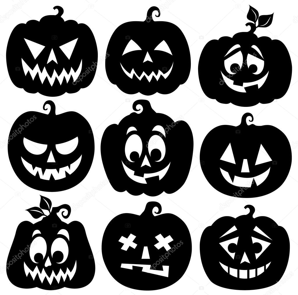 Pumpkin silhouettes theme set 1 Stock Vector by ©clairev 81563890