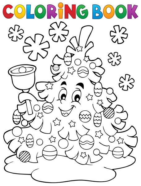 Coloring book Christmas tree topic 2 — Stok Vektör