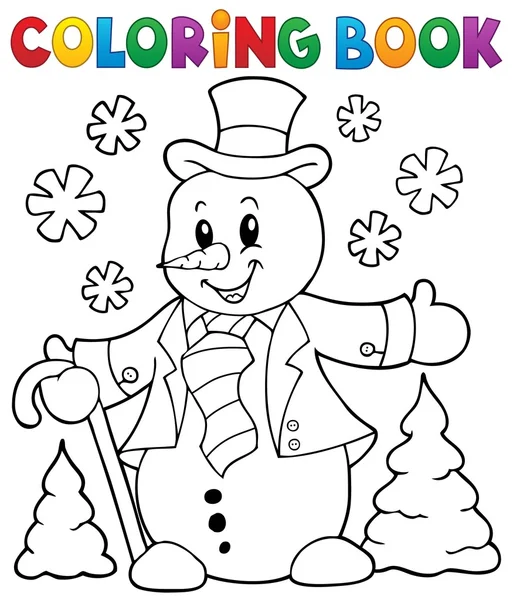 Libro para colorear muñeco de nieve tema 1 — Archivo Imágenes Vectoriales
