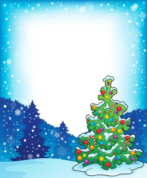 Frame with Christmas tree topic 4 — 图库矢量图片