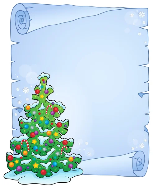 Parchment with Christmas tree topic 5 — ストックベクタ