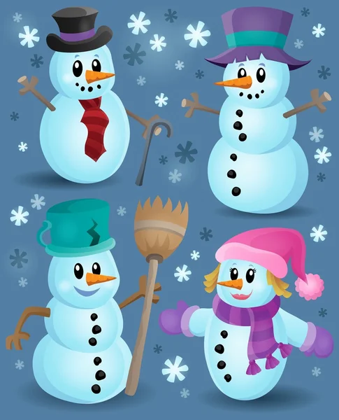 Snowmen theme collection 1 — Stockvector