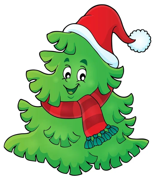 Tree with Christmas hat theme 1 — Stock Vector