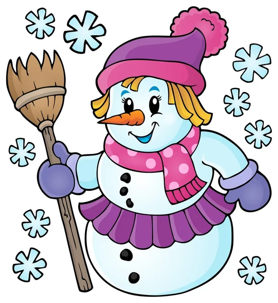 Winter snowwoman topic image 1 — Stockový vektor