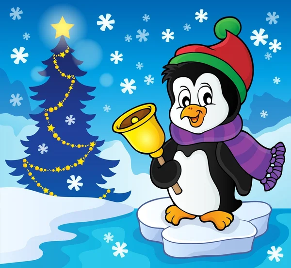 Navidad pingüino tema imagen 2 — Vector de stock