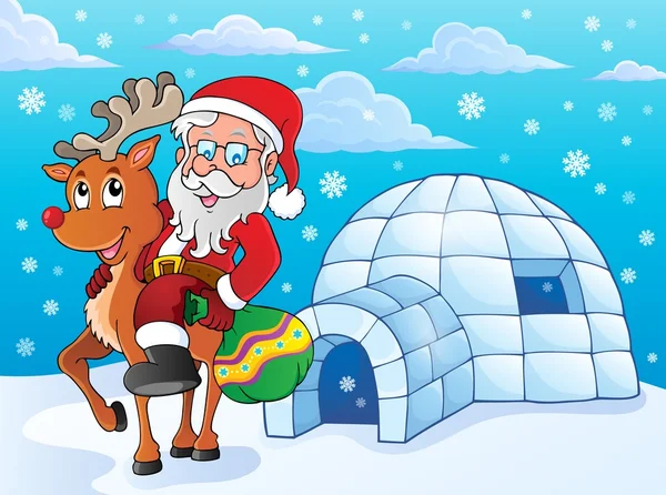 Igloo con tema Babbo Natale 2 — Vettoriale Stock