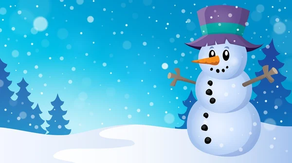 Winter Schneemann Thema Bild 5 — Stockvektor