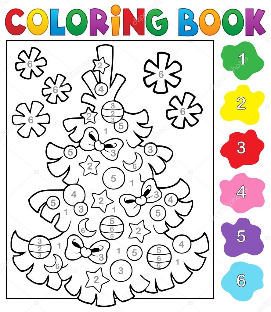 Argomento di libro dell albero di Natale 4 illustrazione di vettore eps10 di coloritura — Vettoriali di clairev