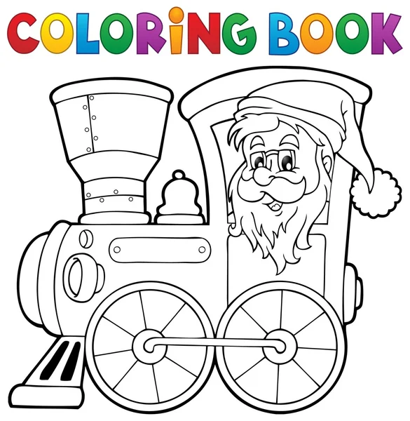 Livre à colorier Noël locomotive 1 — Image vectorielle