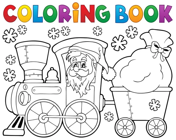 Coloring book Christmas train 1 — Stock Vector