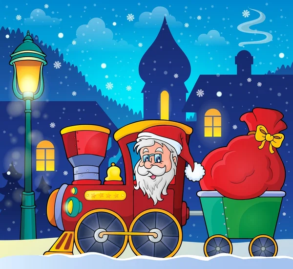 Navidad tren tema imagen 3 — Vector de stock