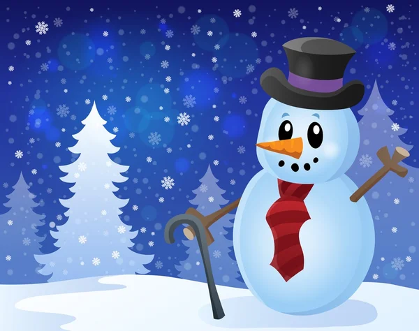 Winter Schneemann Thema Bild 8 — Stockvektor