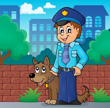 Policeman with guard dog image 2 clipart