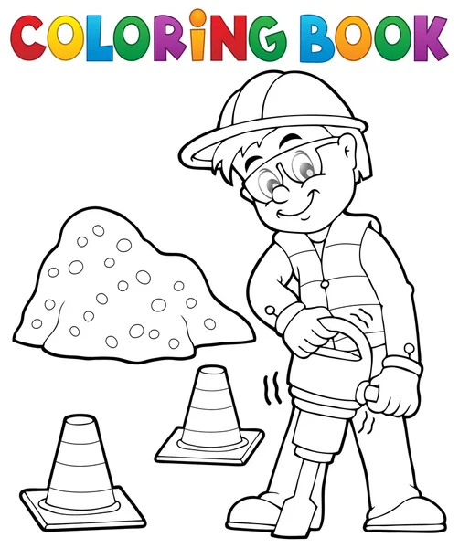 Coloriage travailleur de la construction 3 — Image vectorielle