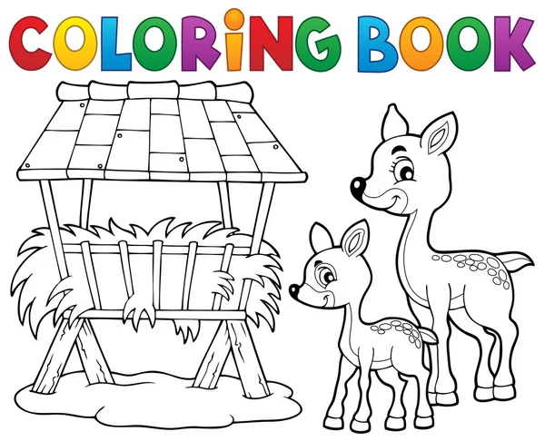 Coloring book deer theme 3 — Stock Vector