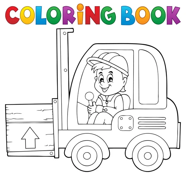 Coloriage livre chariot élévateur fourche thème 1 — Image vectorielle