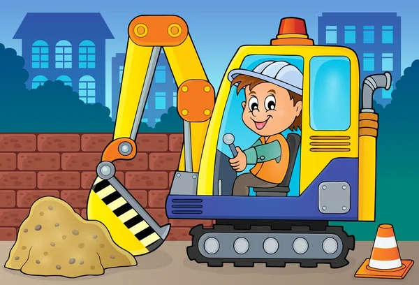 Immagine tema operatore escavatore 2 — Vettoriale Stock