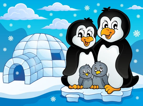 Tema famiglia pinguino immagine 2 — Vettoriale Stock