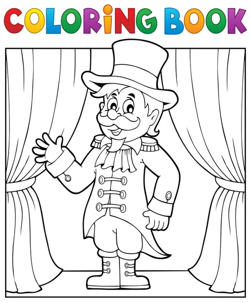 Livro de colorir circo ringmaster tema 1 —  Vetores de Stock