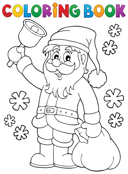 Coloring book Santa Claus with bell — Stock Vector